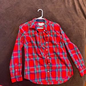 Vineyard Vines Jolly Plaid Button Shirt Red Tartan Plaid Cashmere Blend Size 8